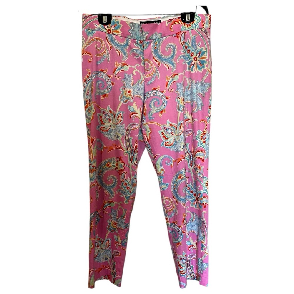Ralph Lauren Black Label Pink and Multicolor Paisley ankle pants size 10
